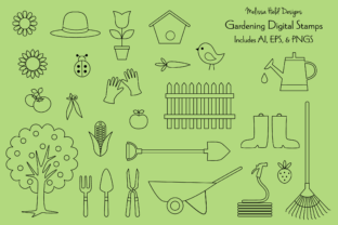 Bringing Hand-Drawn Charm to Digital Projects with Gardening Digital Stamps Clipart