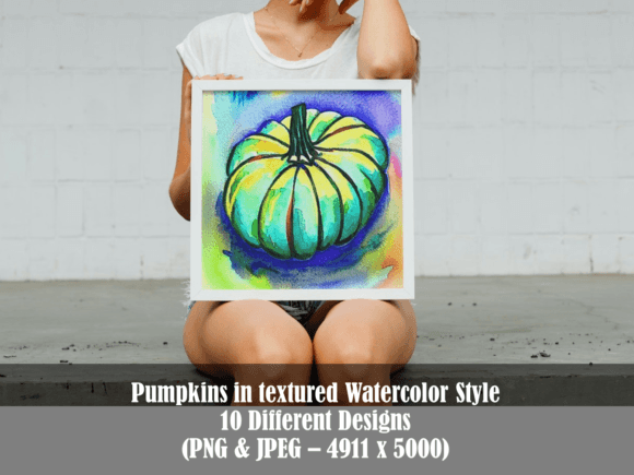 Colorful Pumpkins: Elevating Autumn Projects with Textured Watercolor Art