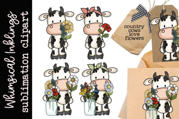 Country Cows Love Flowers Clipart: Integrating Whimsical Assets into Creative Workflows