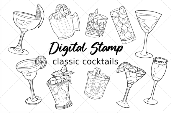 Elevating Visual Storytelling: The Strategic Value of Clipart Classic Cocktails Digital Stamp in Modern Design