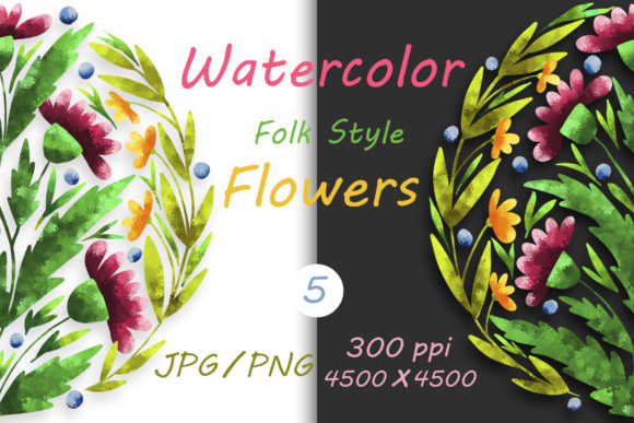 Evaluating Flowers in Folk Style and Hand Drawn 05 for Creative Projects