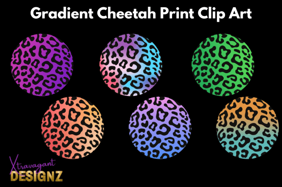 Gradient Cheetah Print Clip Art for Creative Projects