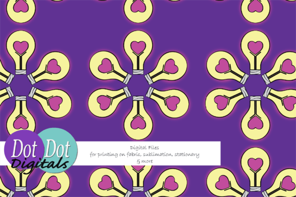 Heart Lightbulb Flower Seamless Repeat Pattern Guide