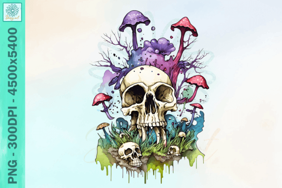Horror Skull Psychedelic Mushroom PNG: A Versatile Asset for Dark Aesthetic Projects