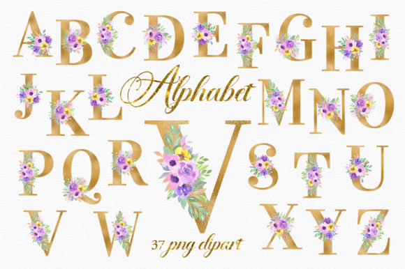 Integrating Gold Violet Floral Alphabet Numbers into Professional and Personal Design Projects