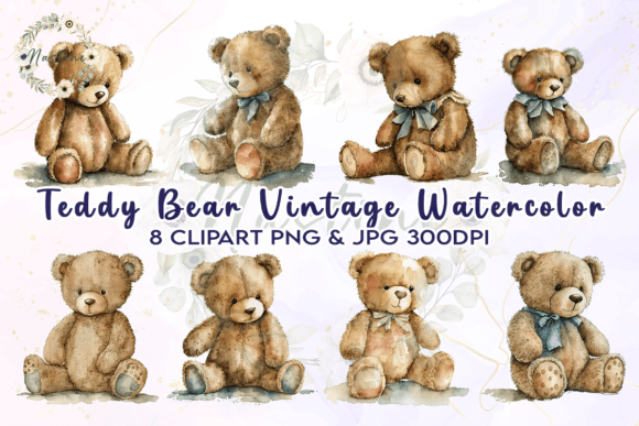 Integrating Teddy Bear Vintage Watercolor Clipart into Professional Creative Workflows
