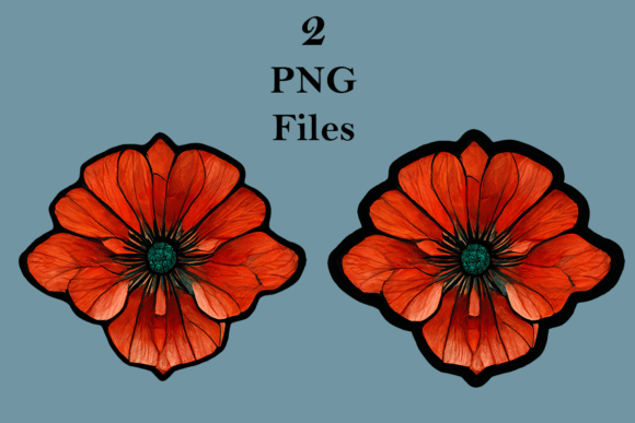 Stained Glass Red Poppy Flower Clip Art Guide