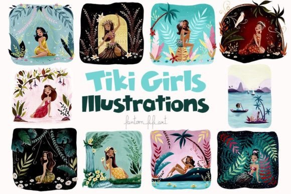 Tiki Girls Illustrations: A Practical Guide to Using Hand-Painted Gouache Assets